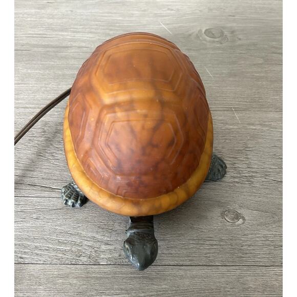 Vintage Bronze Art Glass Turtle Lamp - Picture 5 of 6